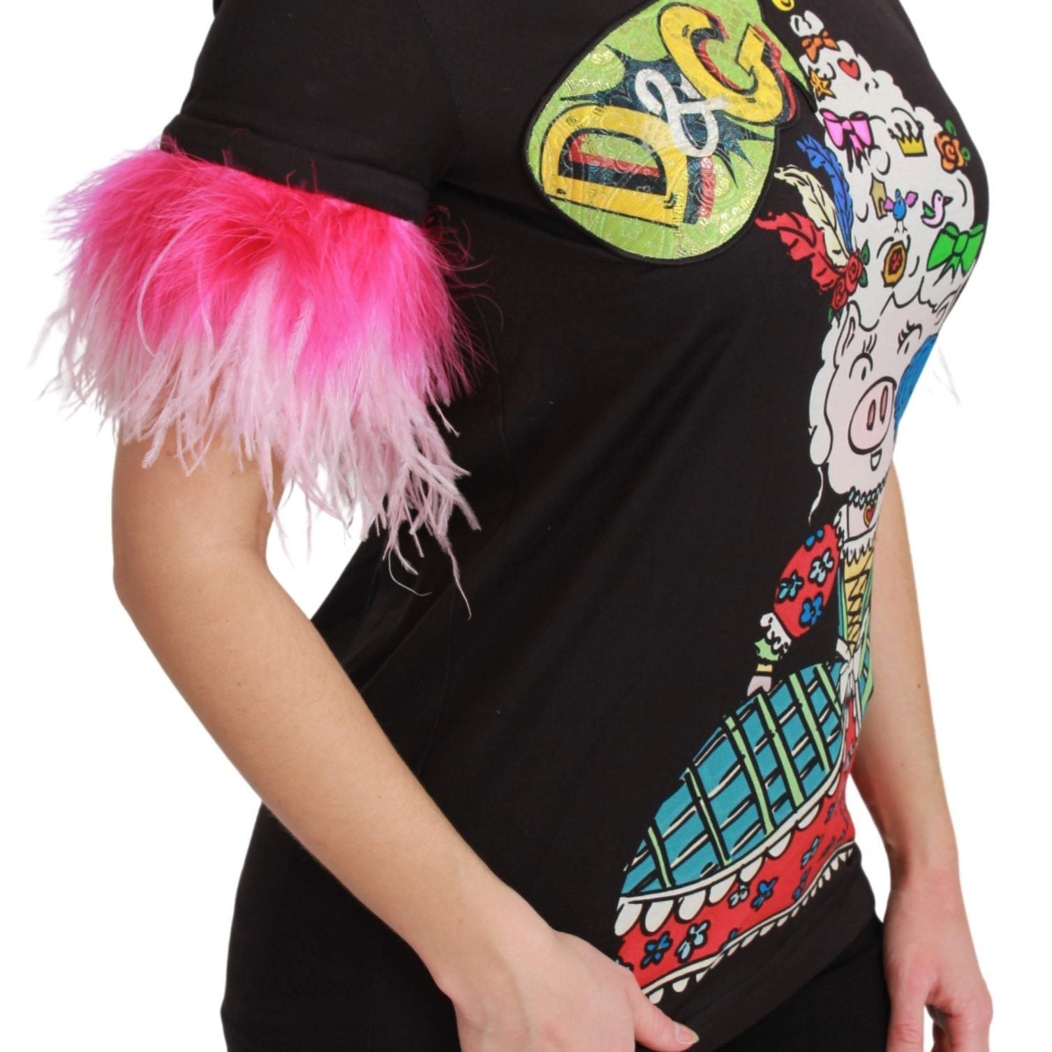 Dolce & Gabbana Black YEAR OF THE PIG Top Cotton  T-shirt