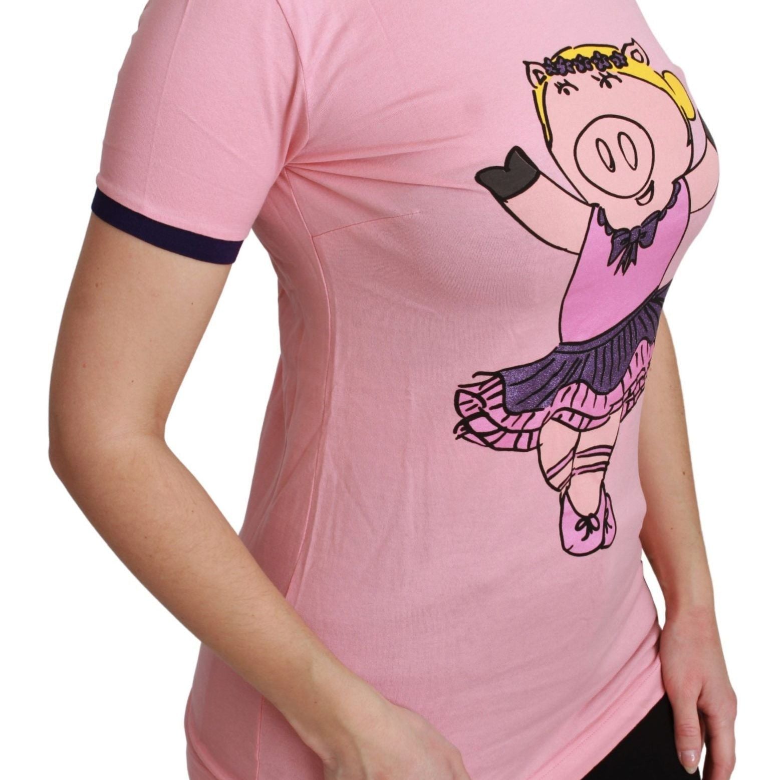 Dolce & Gabbana Pink YEAR OF THE PIG Top Cotton T-shirt