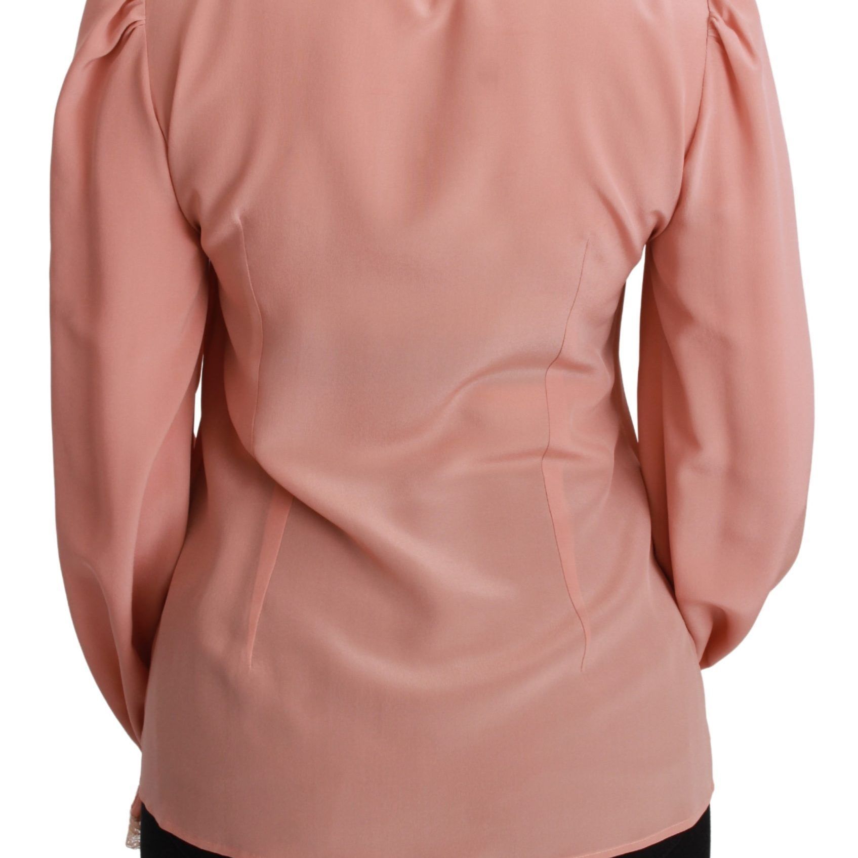Dolce & Gabbana Pink Silk Gold Sequin Lace Blouse Shirt