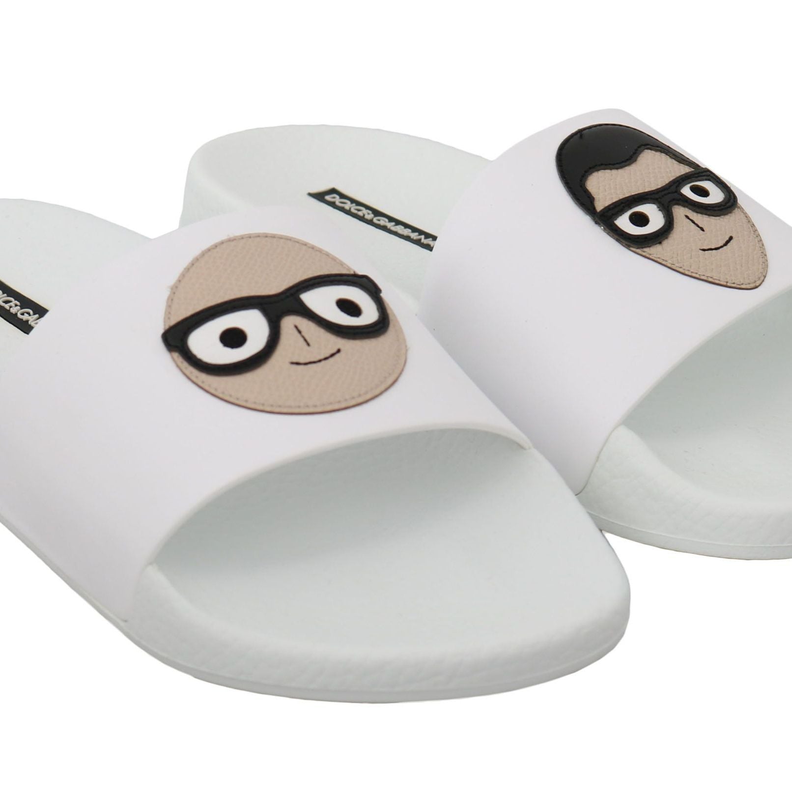 Dolce & Gabbana White Leather #dgfamily Slides Shoes Sandals