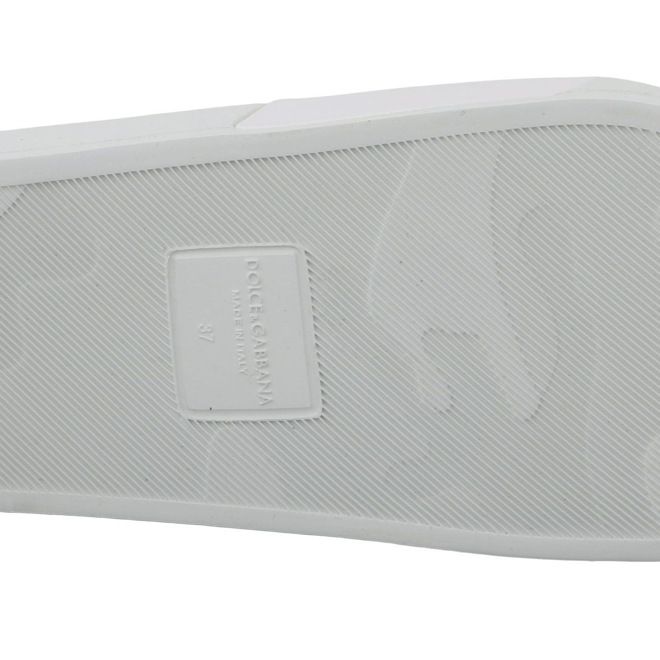 Dolce & Gabbana White Leather #dgfamily Slides Shoes Sandals
