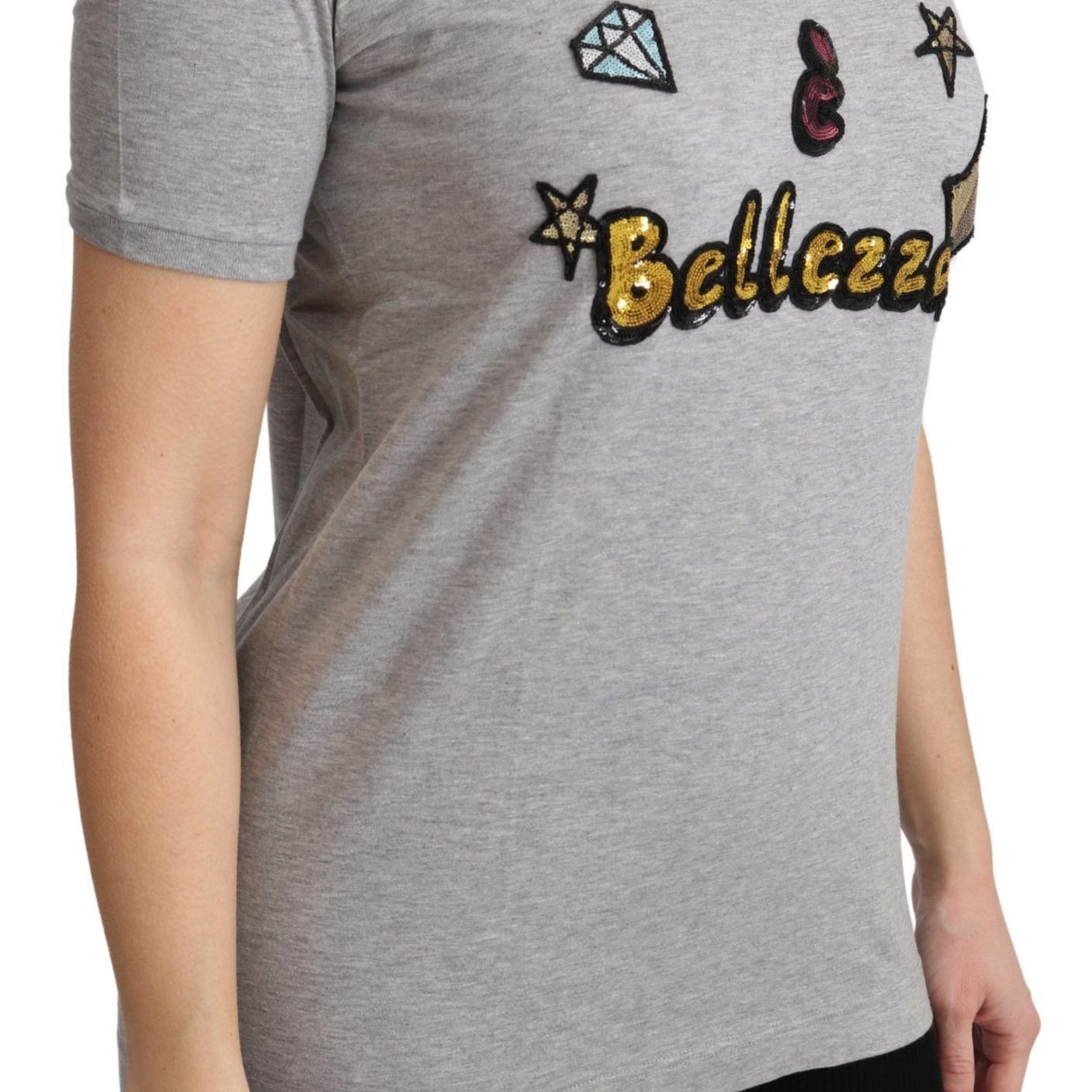 Dolce & Gabbana Gray Cotton Amore e Bellezza Top T-shirt