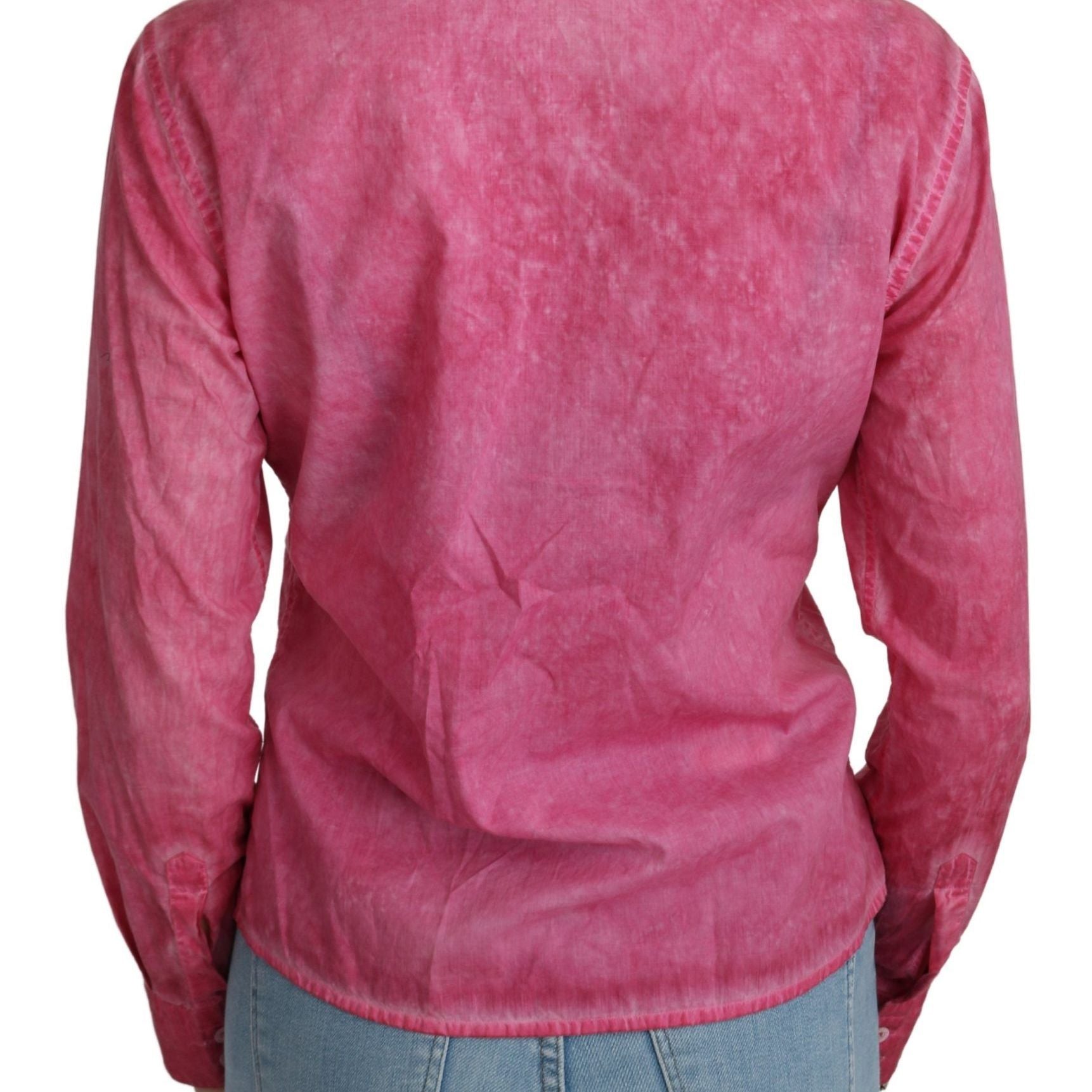 Ermanno Scervino Pink Collared Long Sleeve Shirt Blouse Top