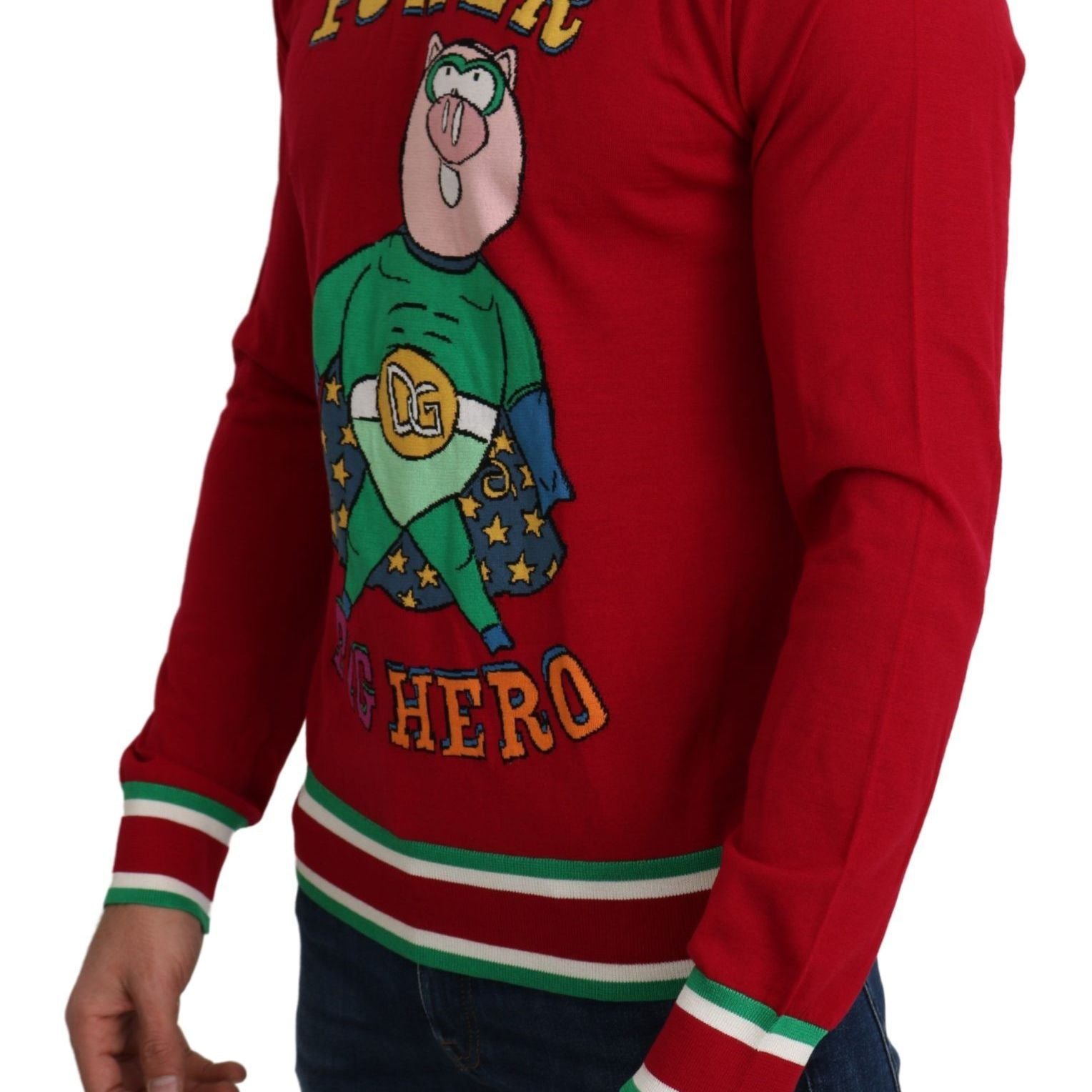 Dolce & Gabbana Red Wool Silk Pig of the Year Sweater