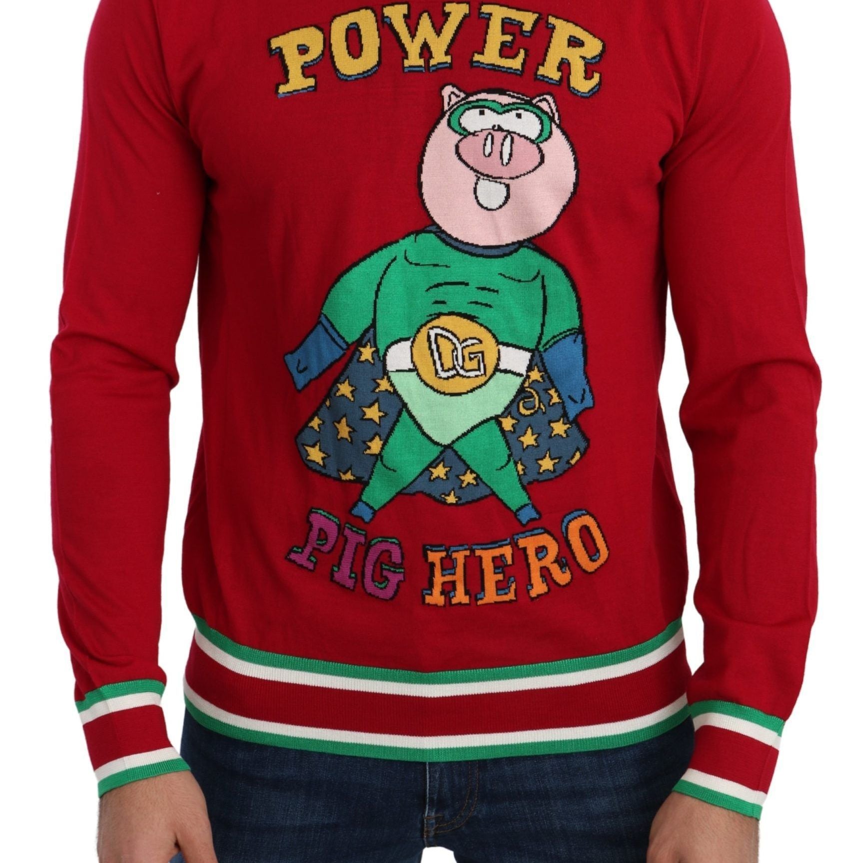 Dolce & Gabbana Red Wool Silk Pig of the Year Sweater