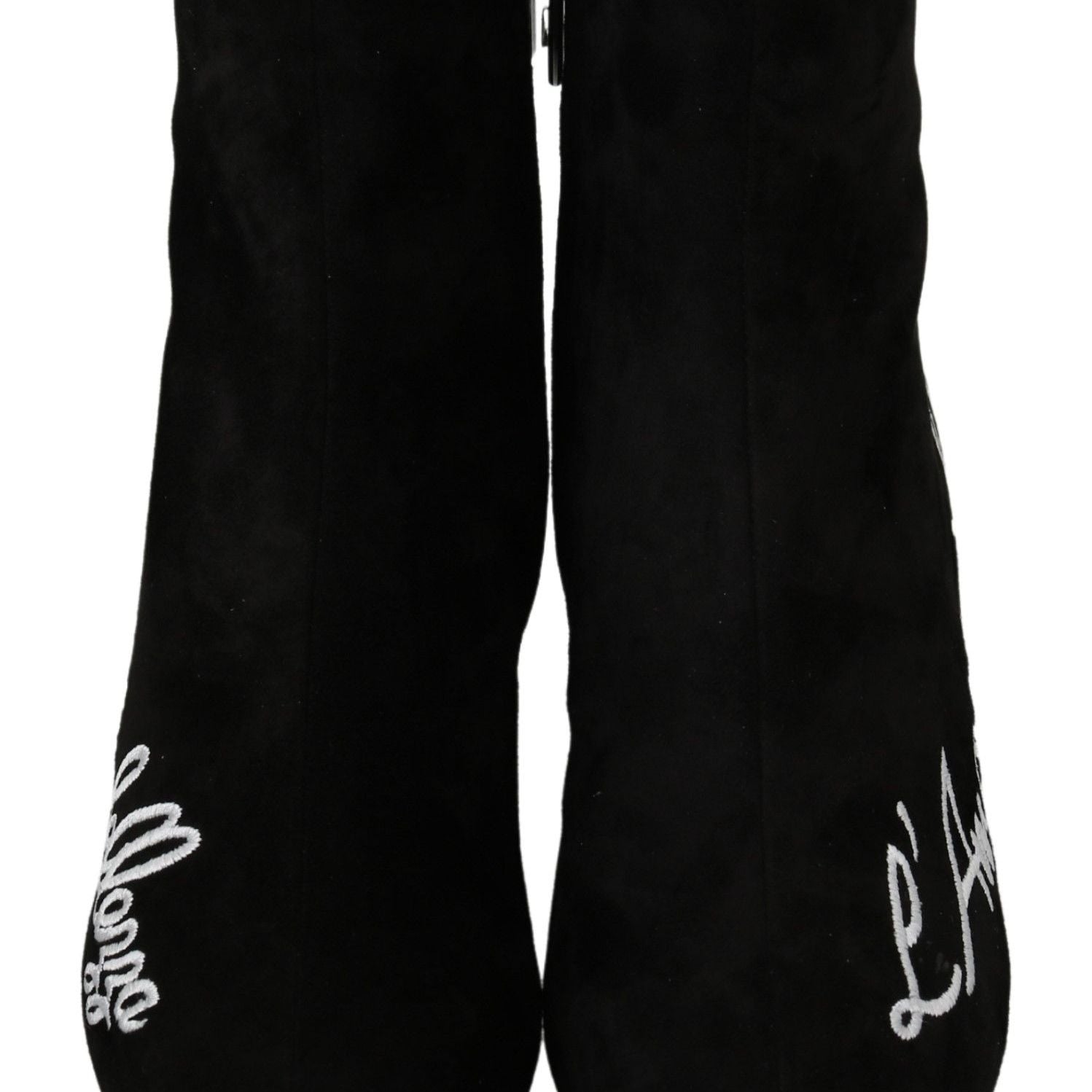 Dolce & Gabbana Black Suede L'Amore E'Bellezza Boots Shoes
