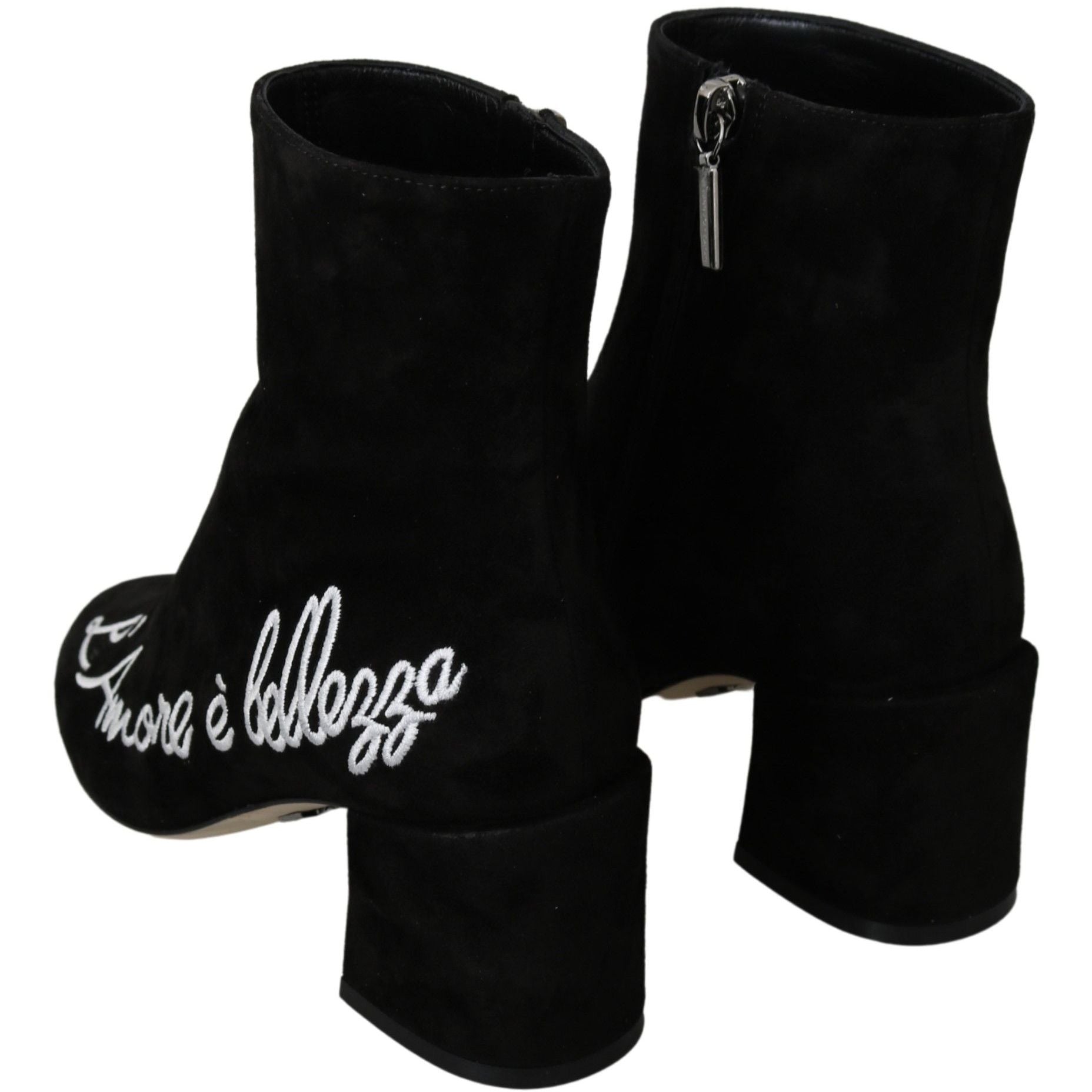 Dolce & Gabbana Black Suede L'Amore E'Bellezza Boots Shoes