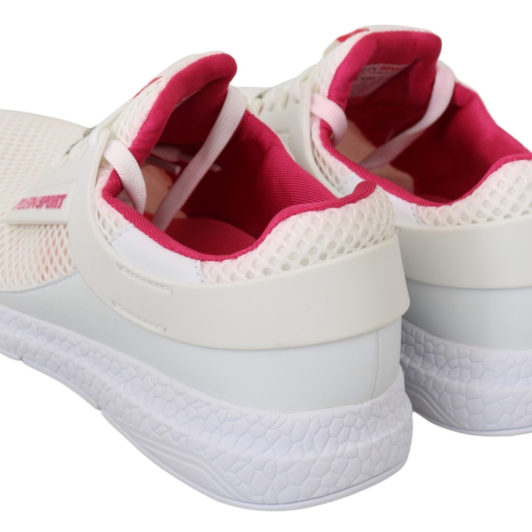 Philipp Plein White Pink Polyester Becky Sneakers Shoes