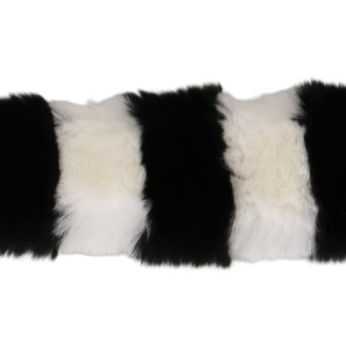 Dolce & Gabbana Black White Lapin Fur Accessory Shoulder Strap