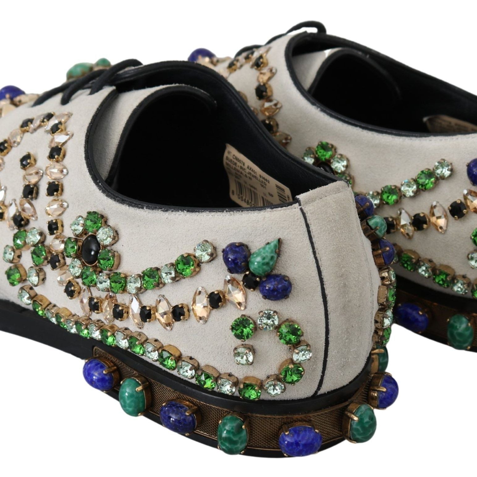 Dolce & Gabbana White Suede Crystal Dress Broque Shoes