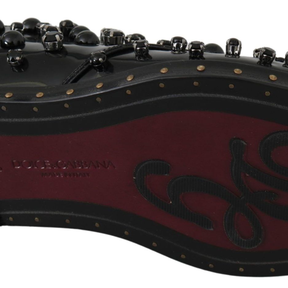 Dolce & Gabbana Black Leather Crystals Dress Broque Shoes
