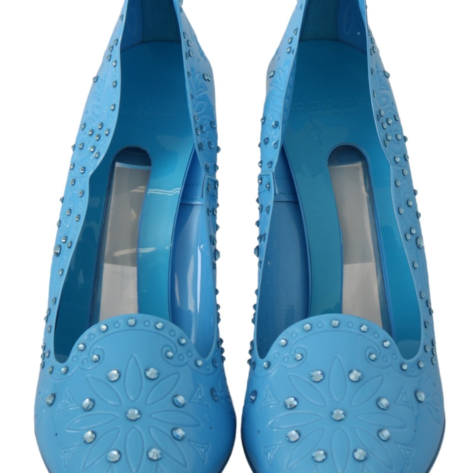 Dolce & Gabbana Blue Crystal Floral CINDERELLA Heels Shoes