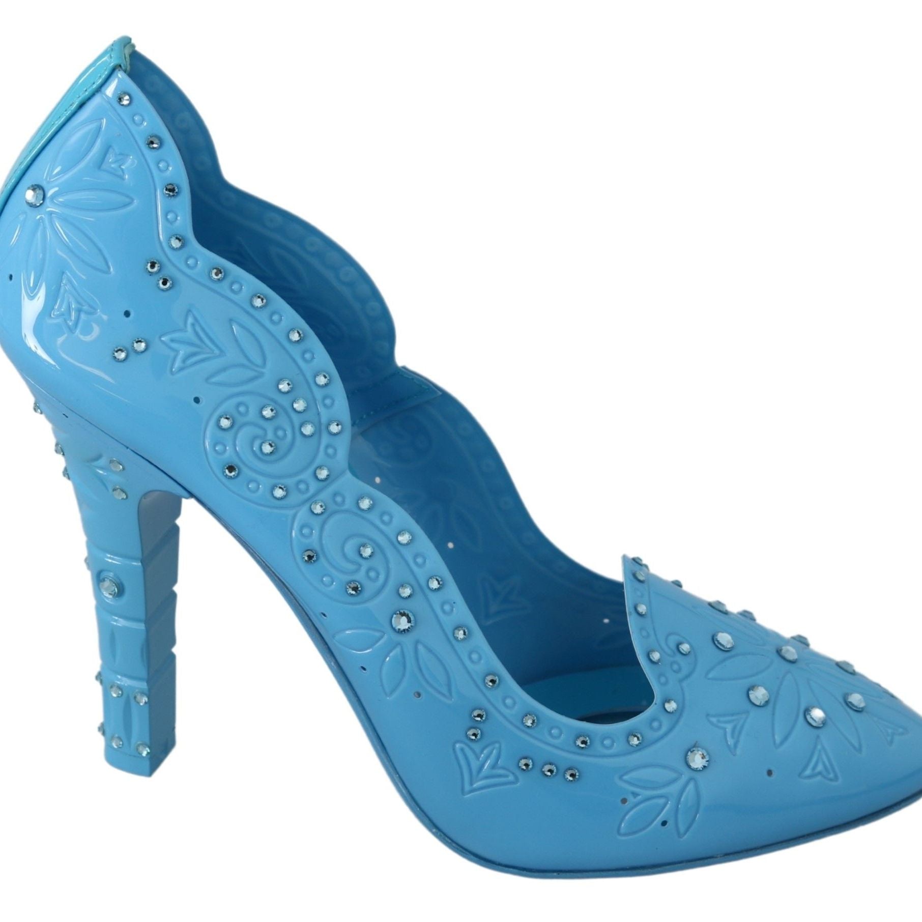 Dolce & Gabbana Blue Crystal Floral CINDERELLA Heels Shoes