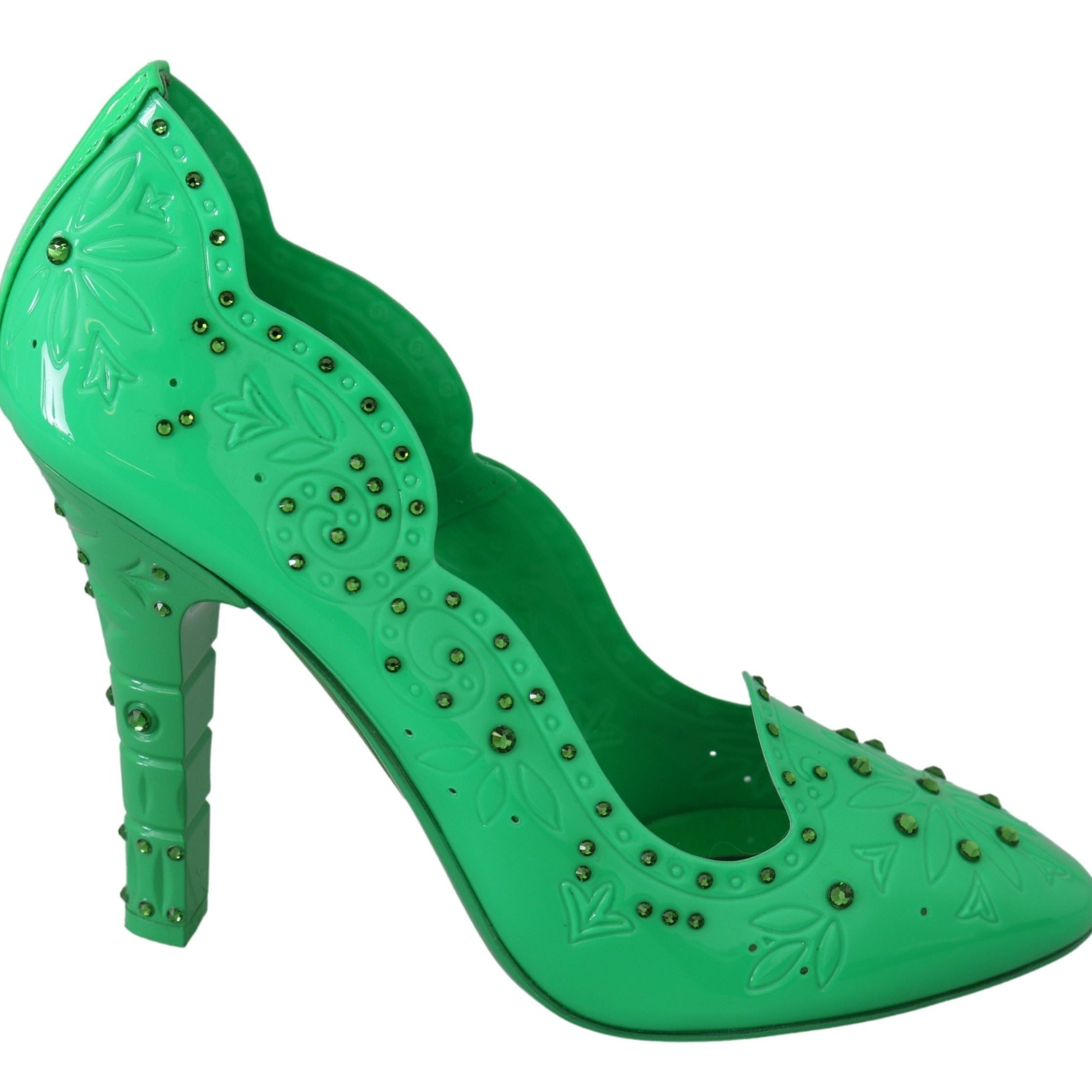 Dolce & Gabbana Green Crystal Floral Heels CINDERELLA Shoes