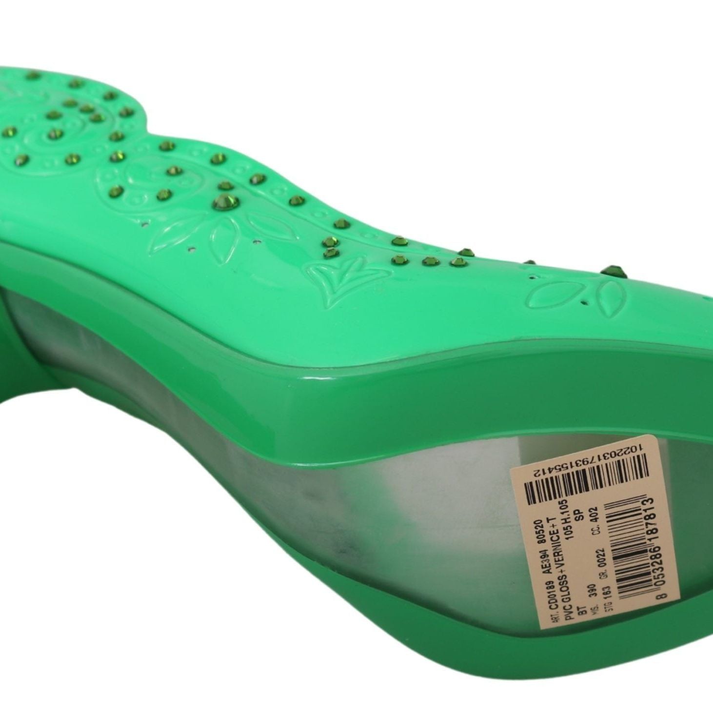 Dolce & Gabbana Green Crystal Floral CINDERELLA Heels Shoes