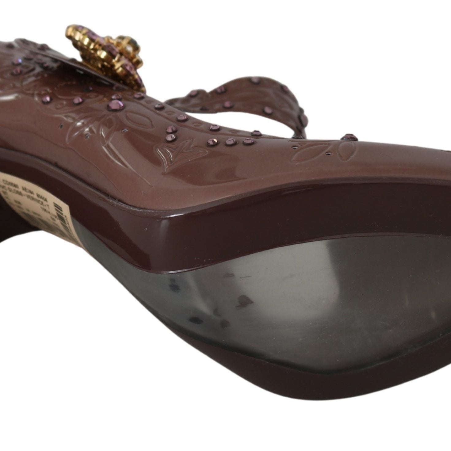 Dolce & Gabbana Brown Floral Crystal CINDERELLA Heels Shoes