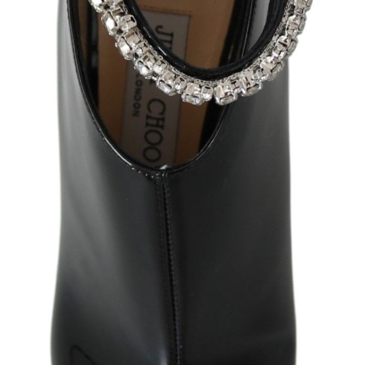 Jimmy Choo Black Leather Blaize 100 Pat Boots Shoes