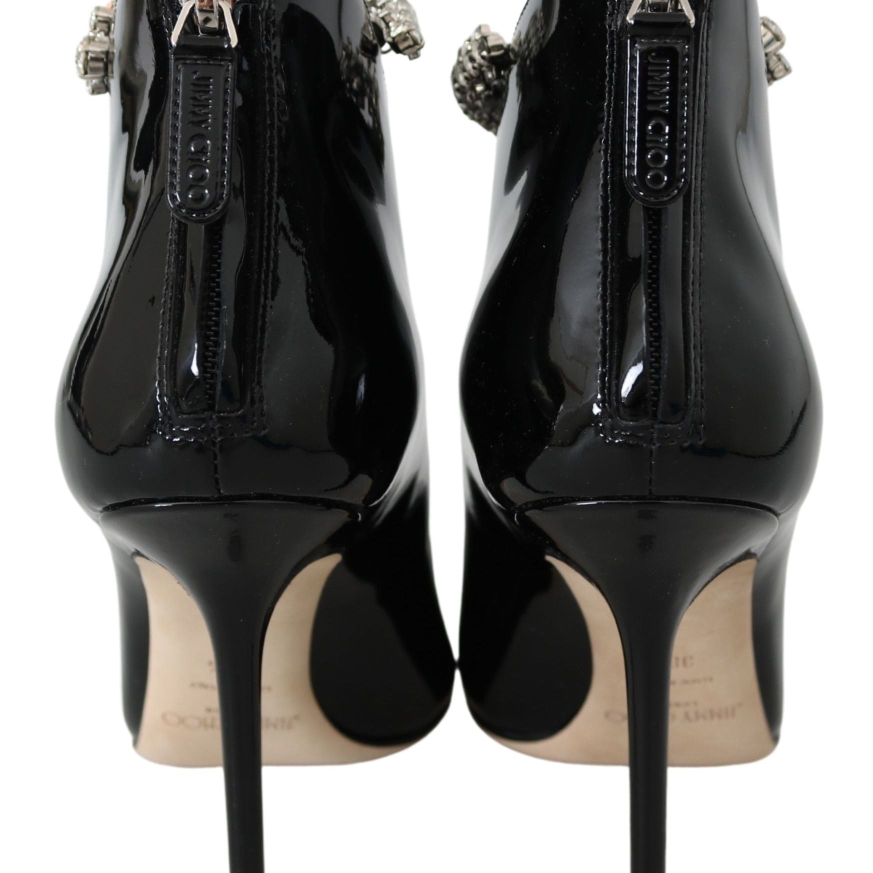 Jimmy Choo Black Leather Blaize 100 Pat Boots Shoes