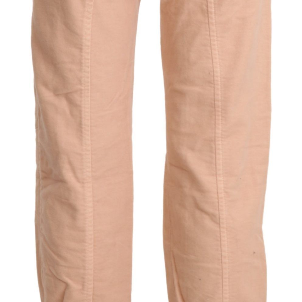 Ermanno Scervino Beige Mid Waist Cropped Cotton Trouser Pants