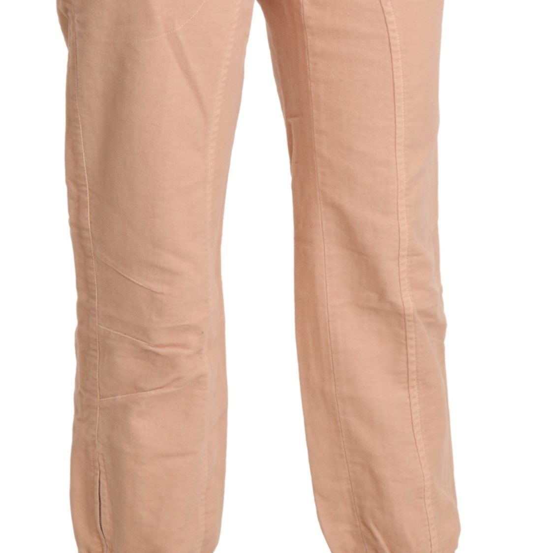 Ermanno Scervino Beige Mid Waist Cropped Cotton Trouser Pants
