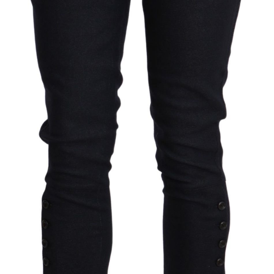 Ermanno Scervino Black High Waist Capri Cropped Cotton Pants