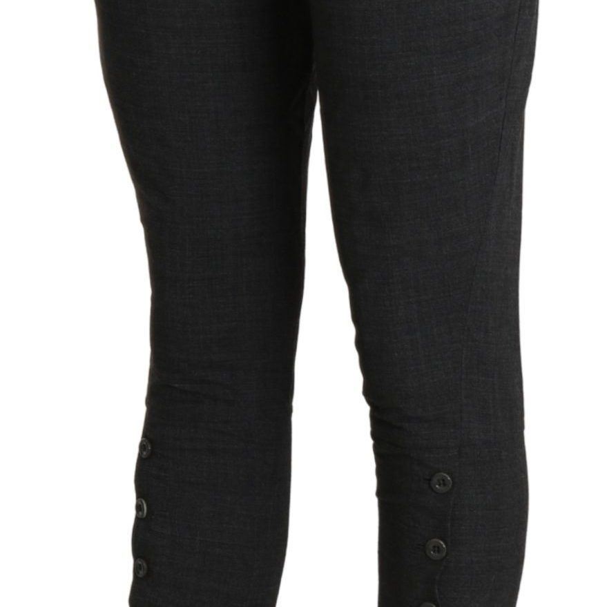 Ermanno Scervino Gray High Waist Capri Cropped Cotton Pants