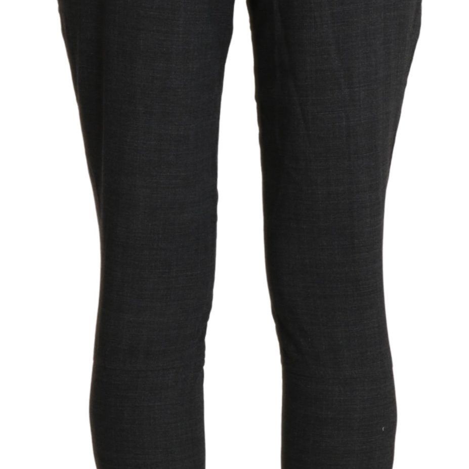 Ermanno Scervino Gray High Waist Capri Cropped Cotton Pants