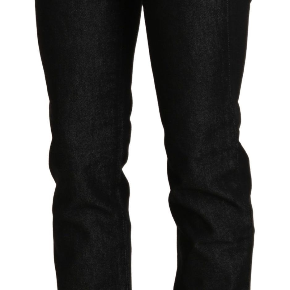 Ermanno Scervino Black Mid Waist Skinny Slim Denim Trouser