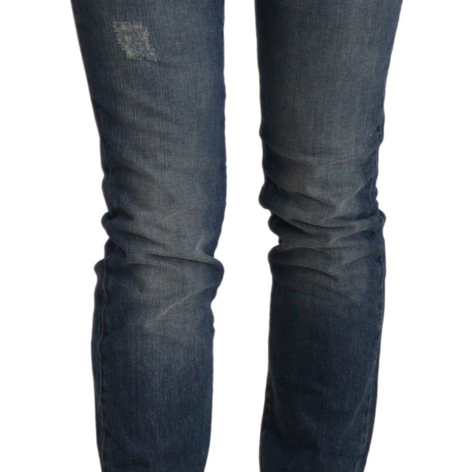 Ermanno Scervino Blue Washed Mid Waist Skinny Denim Jeans