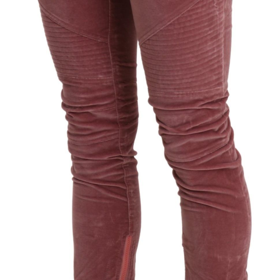 Ermanno Scervino Red Mid Waist Skinny Cotton Pants