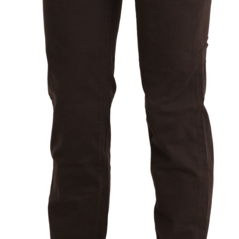 Ermanno Scervino Brown Mid Waist Skinny Slim Trouser Cotton Jeans