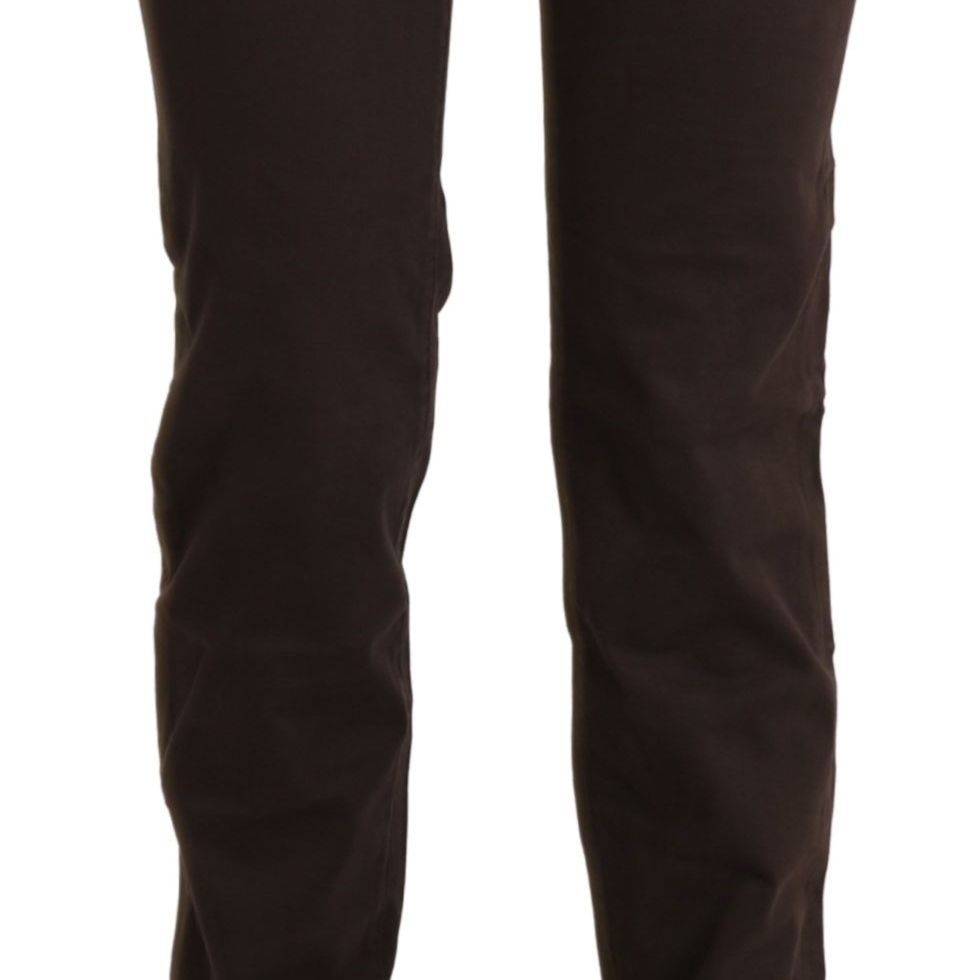 Ermanno Scervino Brown Mid Waist Skinny Slim Trouser Cotton Jeans