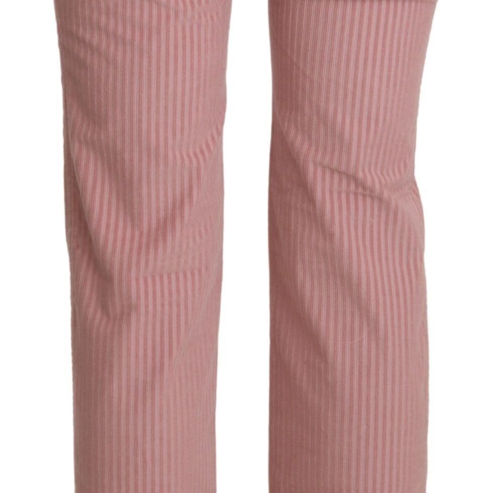 Ermanno Scervino Pink Mid Waist Straight Trouser Cotton Pants