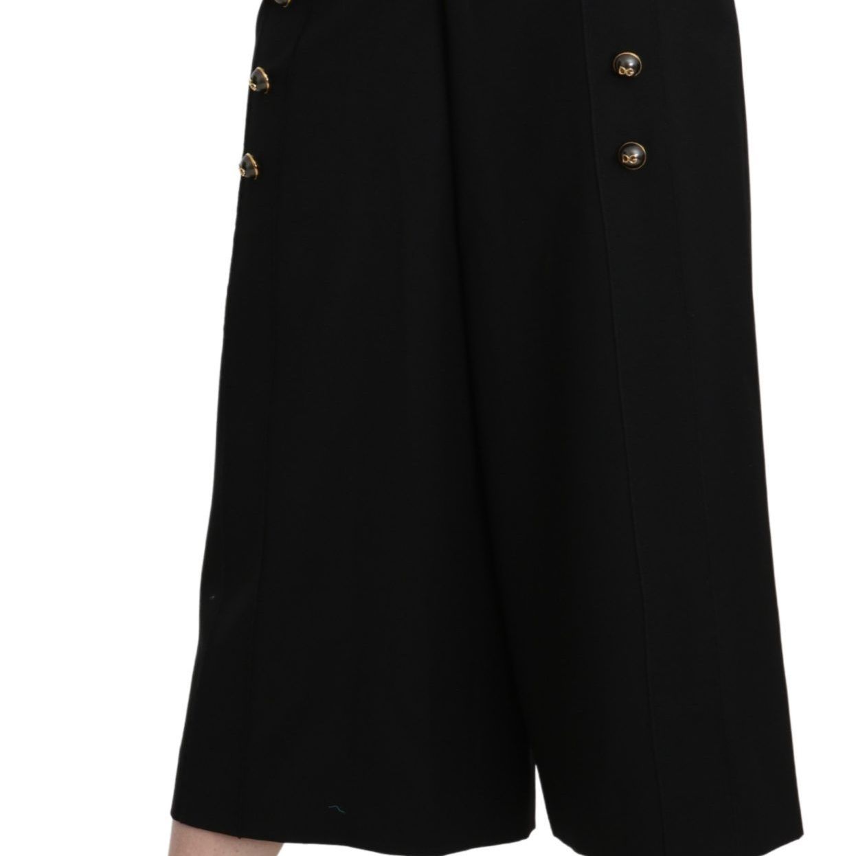 Dolce & Gabbana Black Wide Wool Leg Cropped Trouser Pant
