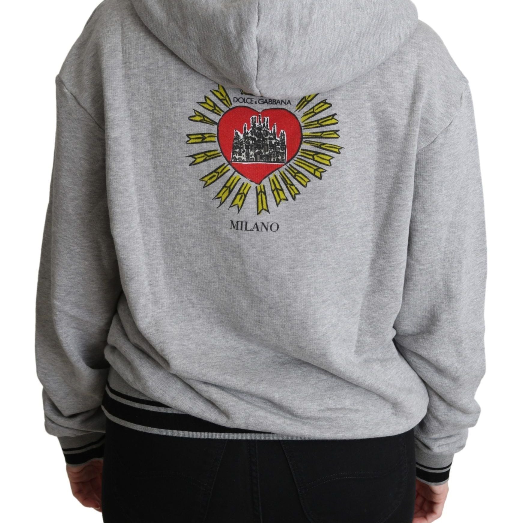 Dolce & Gabbana Gray Printed Hooded Exclusive Logo Sweater