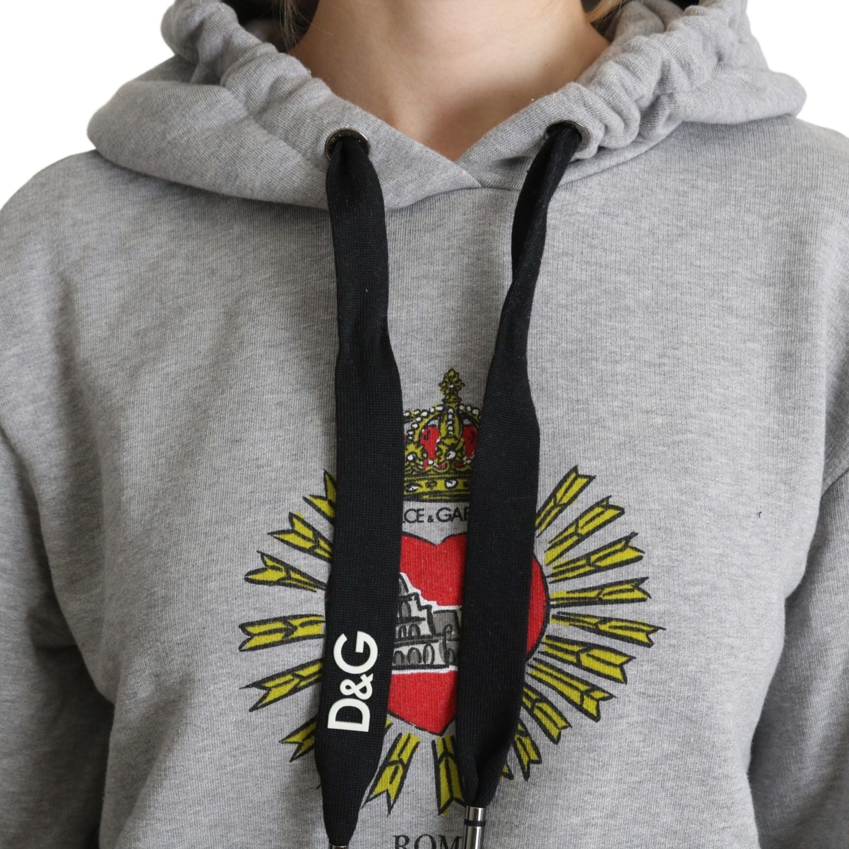 Dolce & Gabbana Gray Printed Hooded Exclusive Logo Sweater