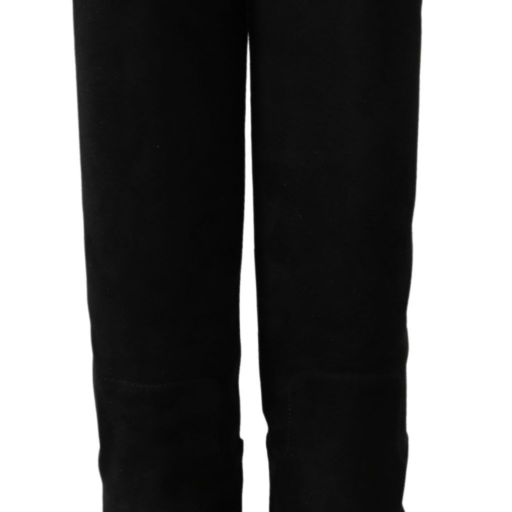 Dolce & Gabbana Black Suede Knee High Flat Boots Shoes