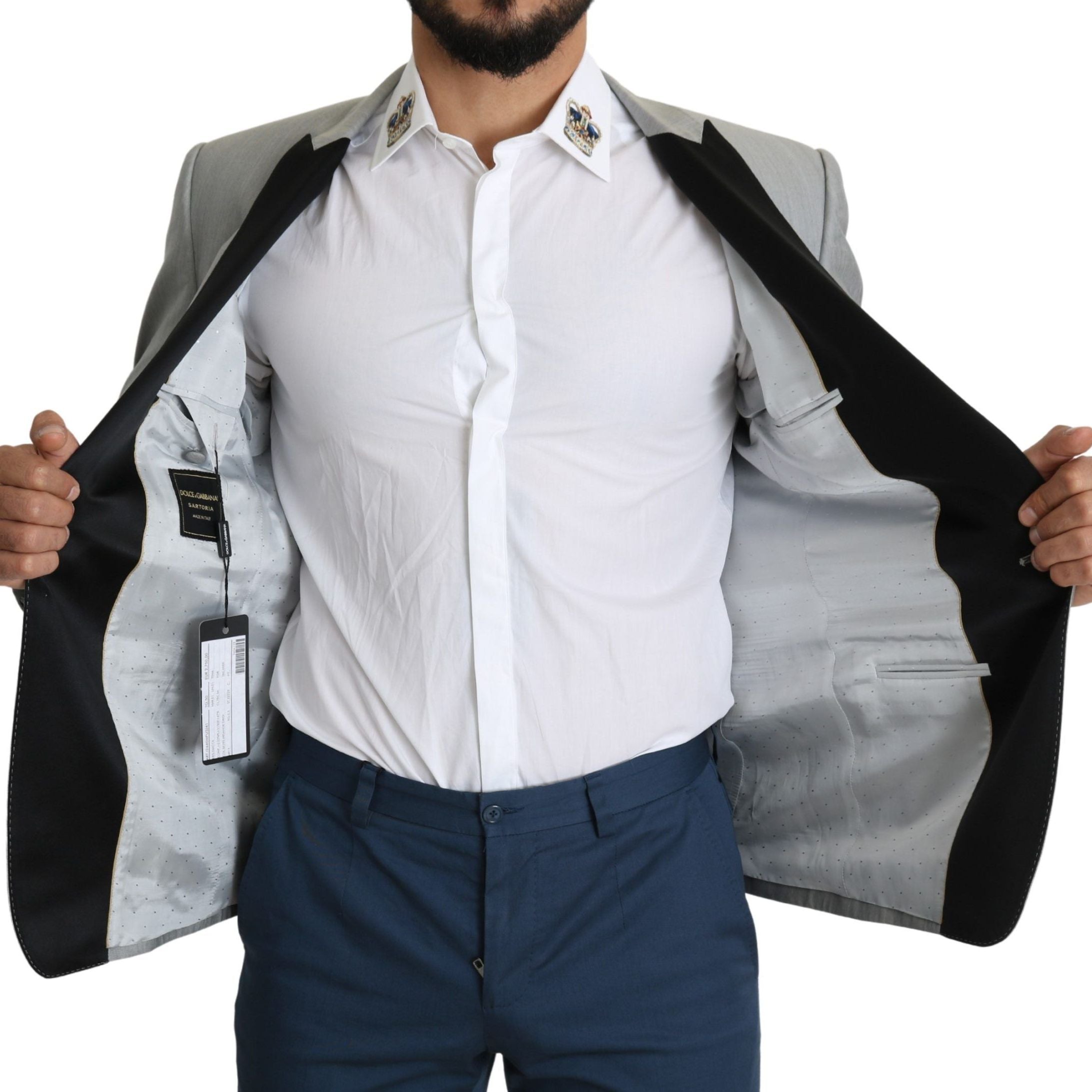 Dolce & Gabbana Light Gray Single Breasted SARTORIA Blazer