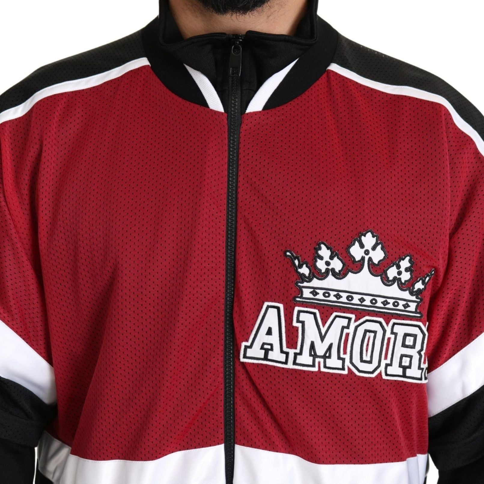 Dolce & Gabbana Red Black AMORE Sport Full Zipper Sweater
