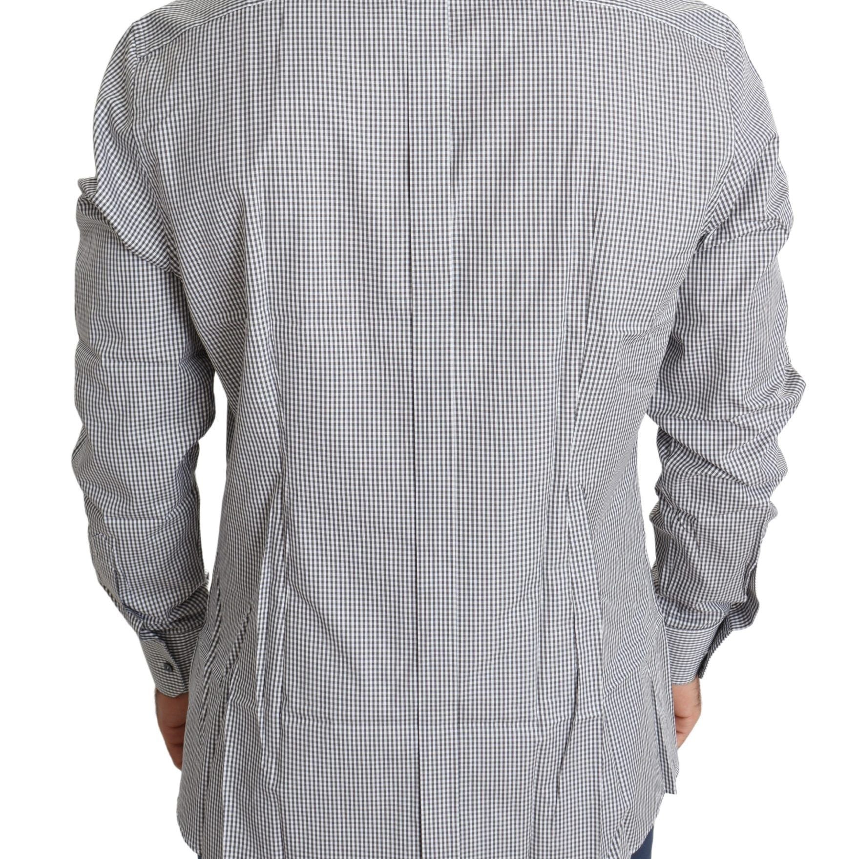 Dolce & Gabbana Black White Checkered GOLD Dress Cotton Shirt