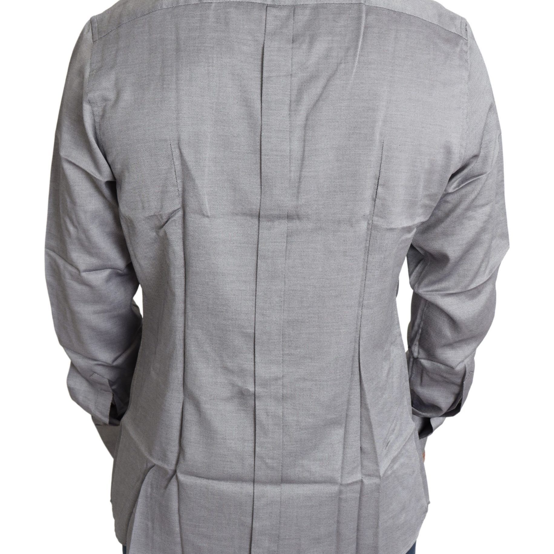 Dolce & Gabbana Gray Cotton Men Formal GOLD Dress Shirt