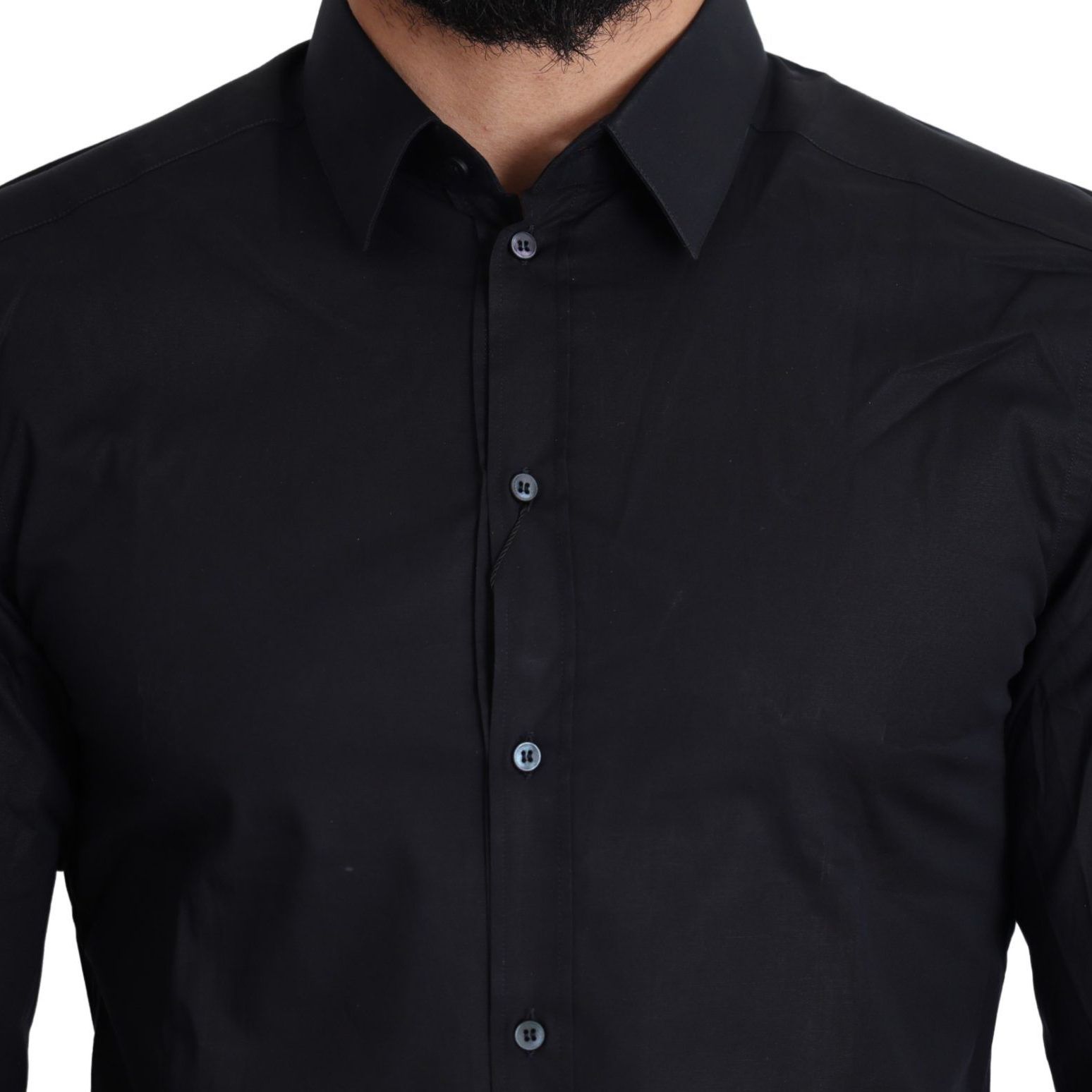 Dolce & Gabbana Blue Cotton Formal GOLD Dress Shirt