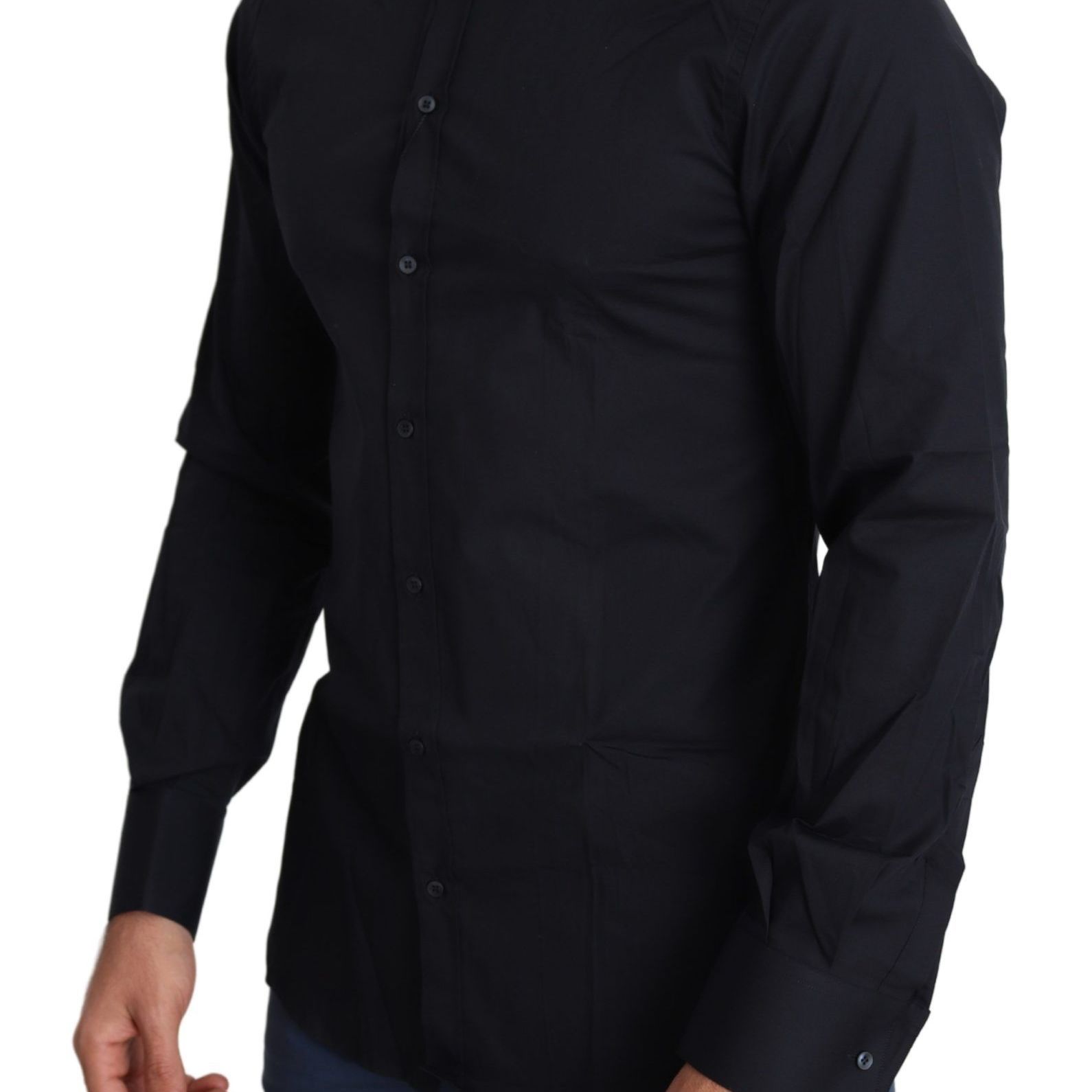 Dolce & Gabbana Blue Cotton Formal GOLD Dress Shirt
