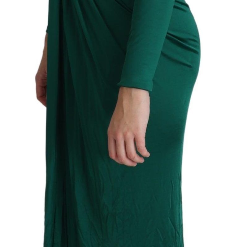 Dolce & Gabbana Green Fitted Silhouette Midi Viscose Dress