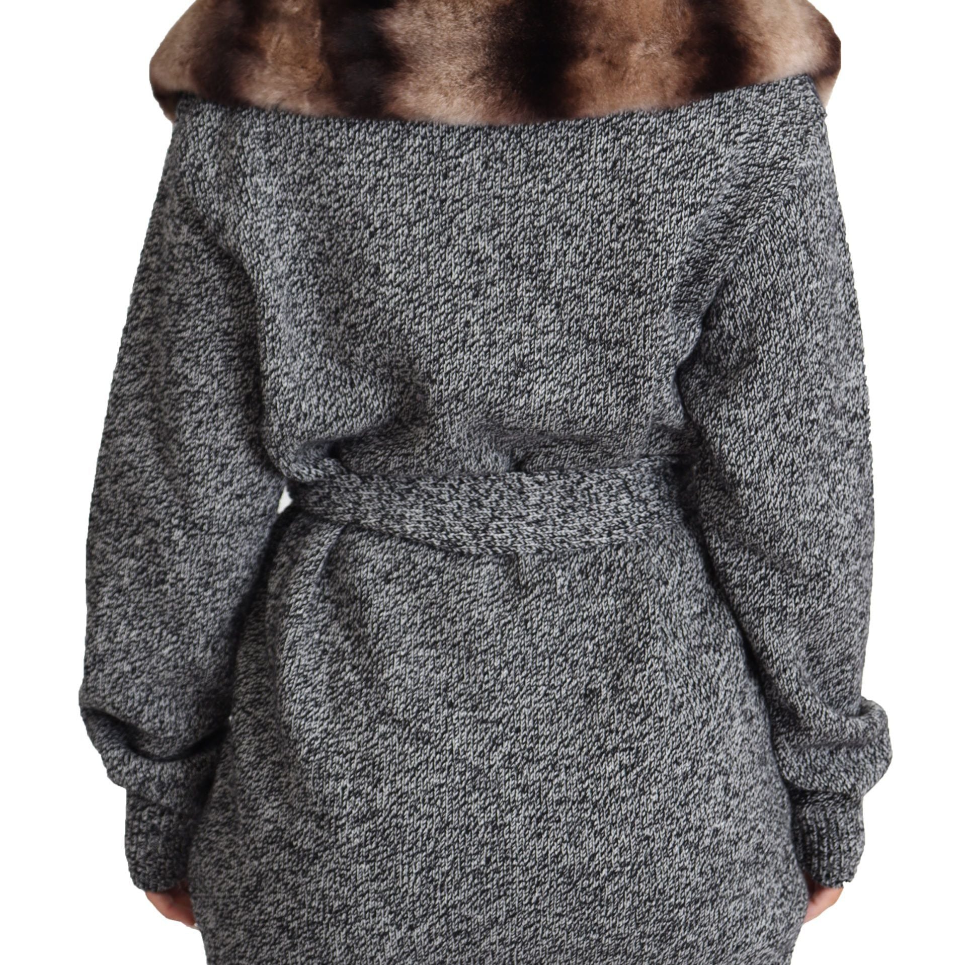 Dolce & Gabbana Gray Cardigan Fur Coat Cashmere Jacket