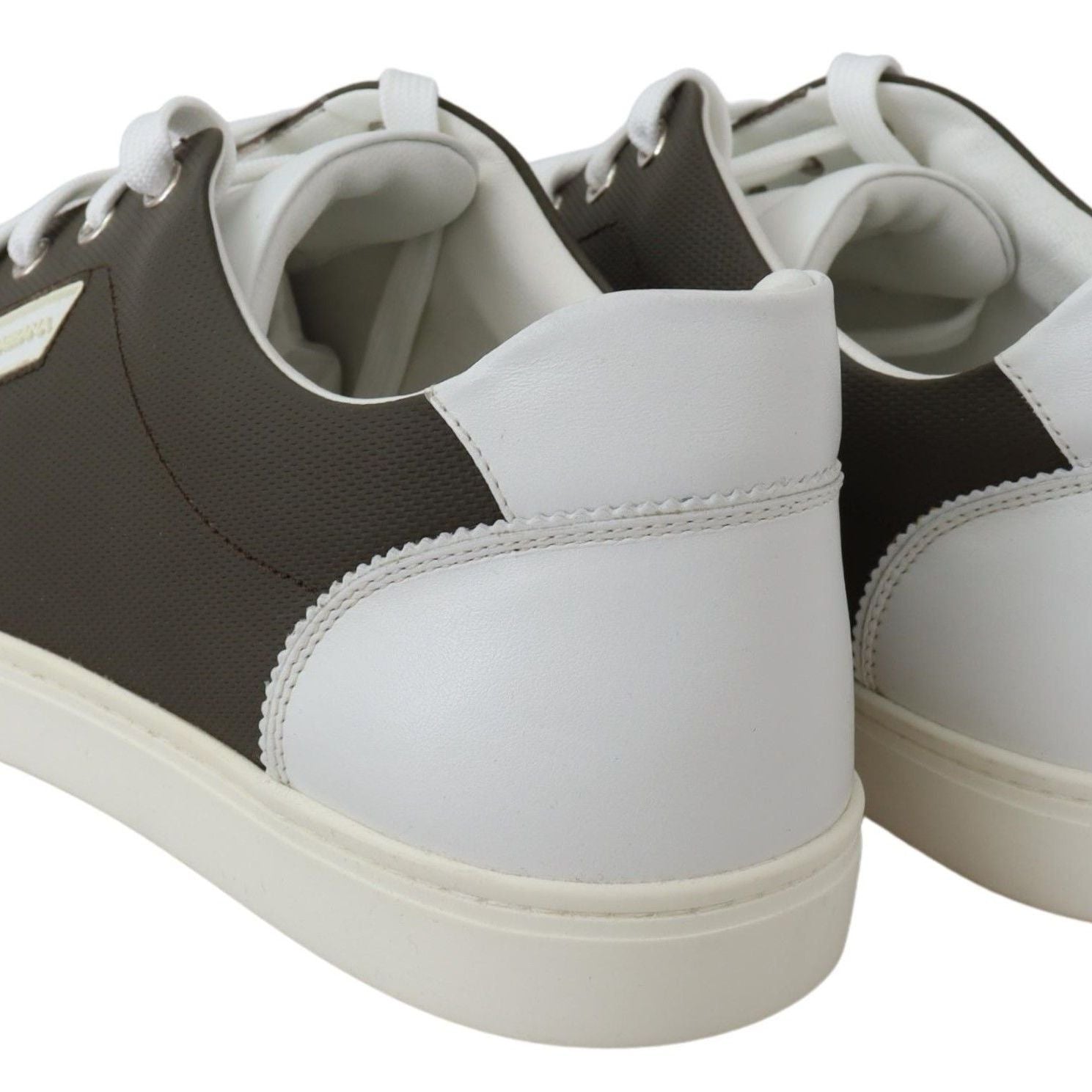 Dolce & Gabbana White Green Leather Low Top Sneakers Shoes