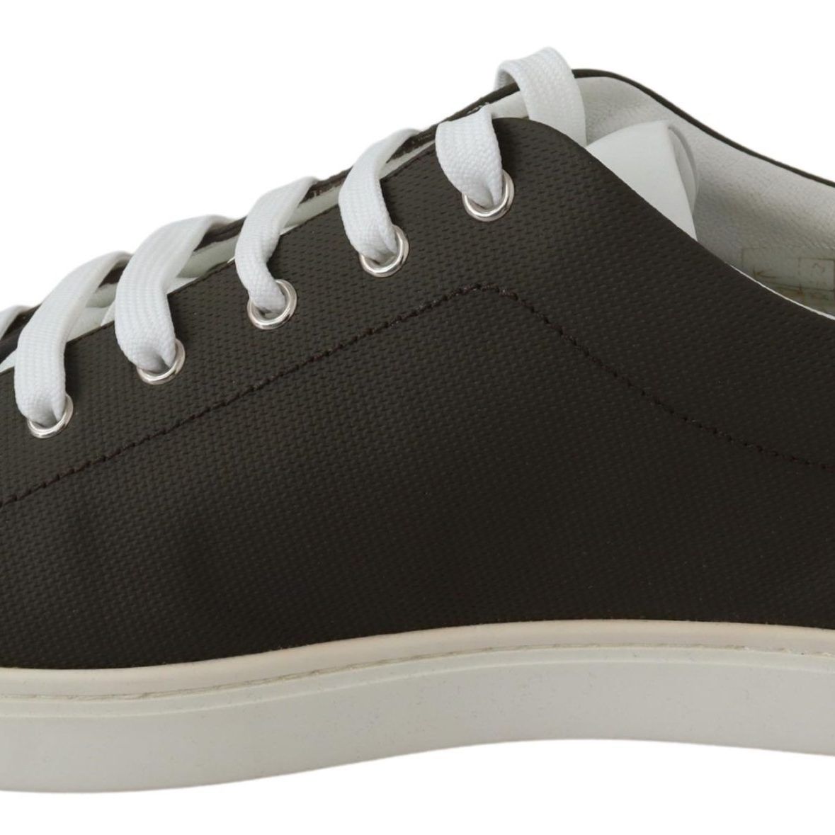 Dolce & Gabbana White Green Leather Low Top Sneakers Shoes