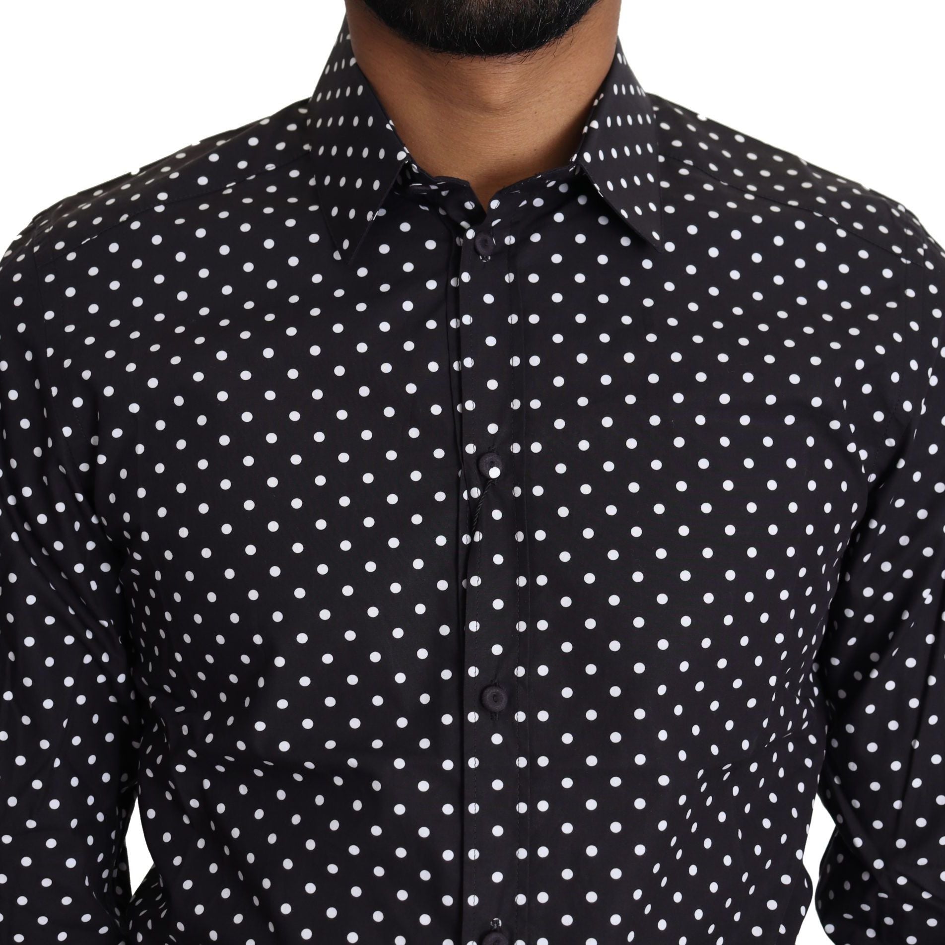 Dolce & Gabbana Black White Polka Dots Casual Shirt