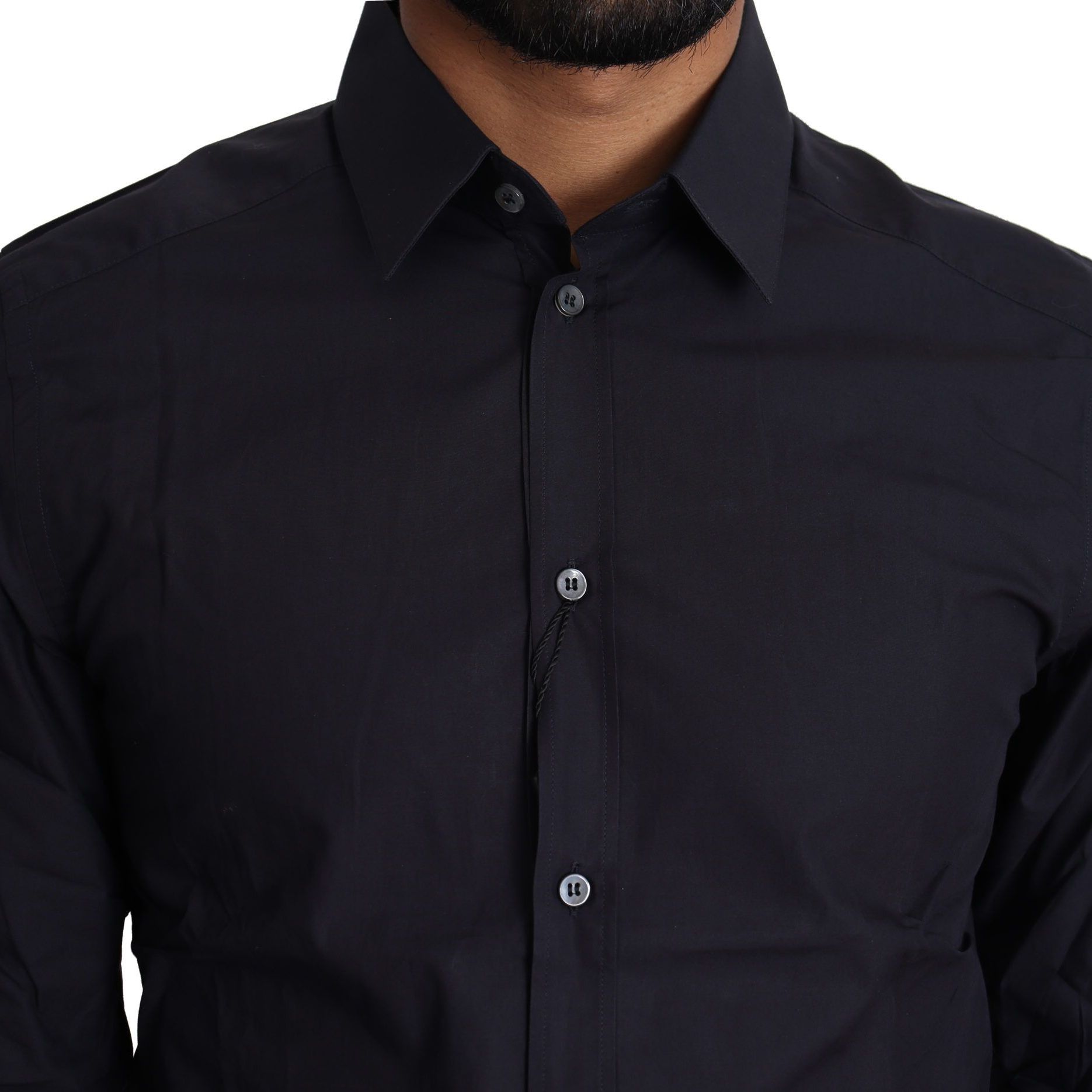 Dolce & Gabbana Navy Blue Cotton Formal Dress Shirt
