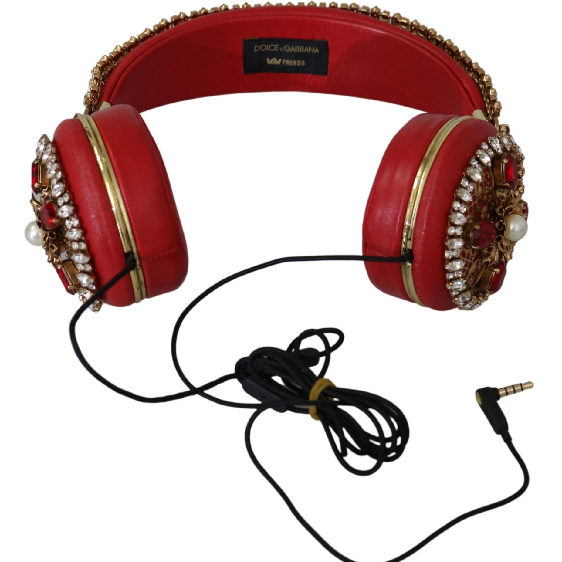 Dolce & Gabbana FRENDS Leather Red Floral Crystal Headset Headphones
